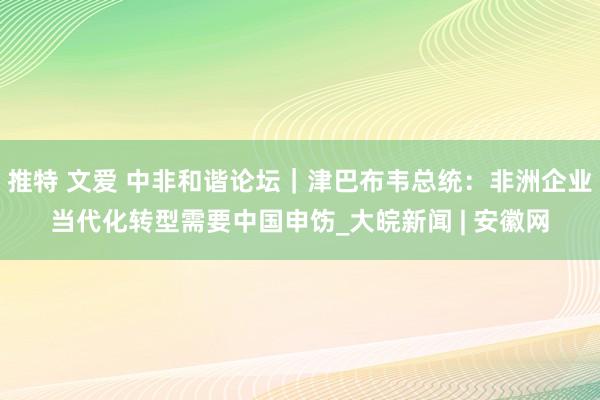 推特 文爱 中非和谐论坛｜津巴布韦总统：非洲企业当代化转型需要中国申饬_大皖新闻 | 安徽网