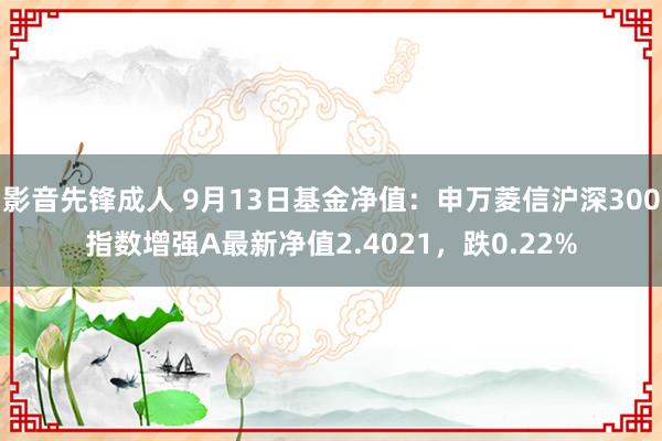 影音先锋成人 9月13日基金净值：申万菱信沪深300指数增强A最新净值2.4021，跌0.22%