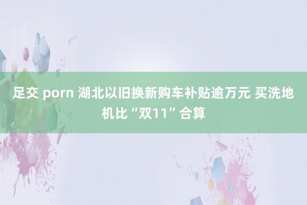 足交 porn 湖北以旧换新购车补贴逾万元 买洗地机比“双11”合算