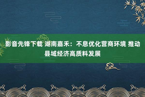 影音先锋下载 湖南嘉禾：不息优化营商环境 推动县域经济高质料发展