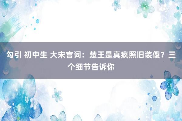 勾引 初中生 大宋宫词：楚王是真疯照旧装傻？三个细节告诉你