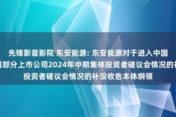 先锋影音影院 东安能源: 东安能源对于进入中国火器装备集团所属部分上市公司2024年中期集体投资者磋议会情况的补没收告本体纲领