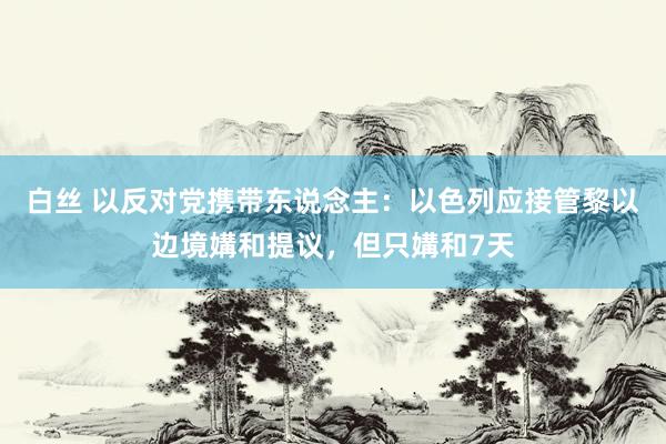 白丝 以反对党携带东说念主：以色列应接管黎以边境媾和提议，但只媾和7天