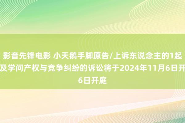 影音先锋电影 小天鹅手脚原告/上诉东说念主的1起触及学问产权与竞争纠纷的诉讼将于2024年11月6日开庭