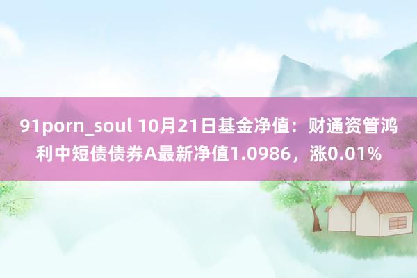 91porn_soul 10月21日基金净值：财通资管鸿利中短债债券A最新净值1.0986，涨0.01%