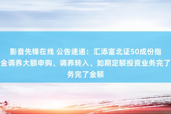 影音先锋在线 公告速递：汇添富北证50成份指数基金调养大额申购、调养转入、如期定额投资业务完了金额