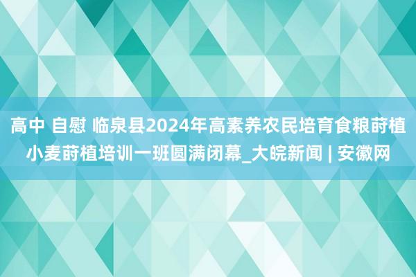 高中 自慰 临泉县2024年高素养农民培育食粮莳植小麦莳植培训一班圆满闭幕_大皖新闻 | 安徽网