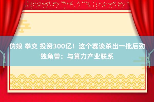 伪娘 拳交 投资300亿！这个赛谈杀出一批后劲独角兽：与算力产业联系