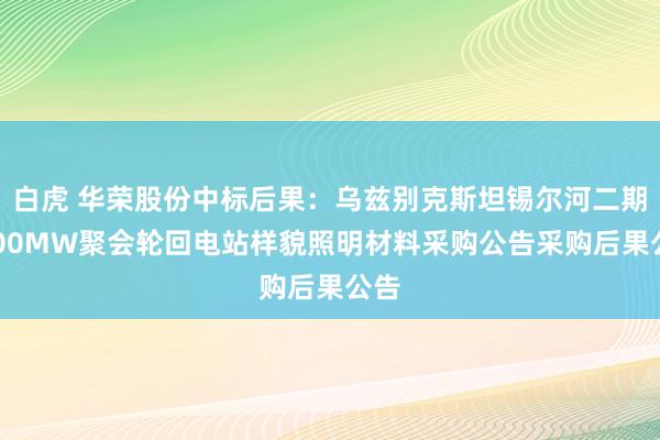 白虎 华荣股份中标后果：乌兹别克斯坦锡尔河二期1600MW聚会轮回电站样貌照明材料采购公告采购后果公告