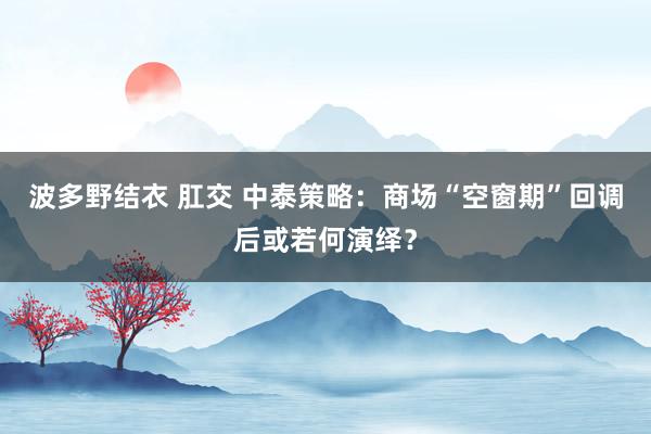 波多野结衣 肛交 中泰策略：商场“空窗期”回调后或若何演绎？